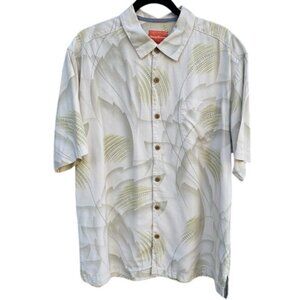 Tommy Bahama Mens L Silk Short Sleeve‎ Button-Down Shirt Tropical Leaf Sample